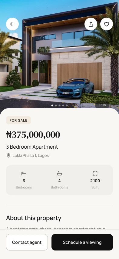 Property details for a 3 bedroom apartment in Lekki Phase 1