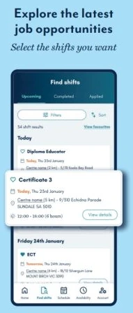 Shift card component in the Find shifts screen